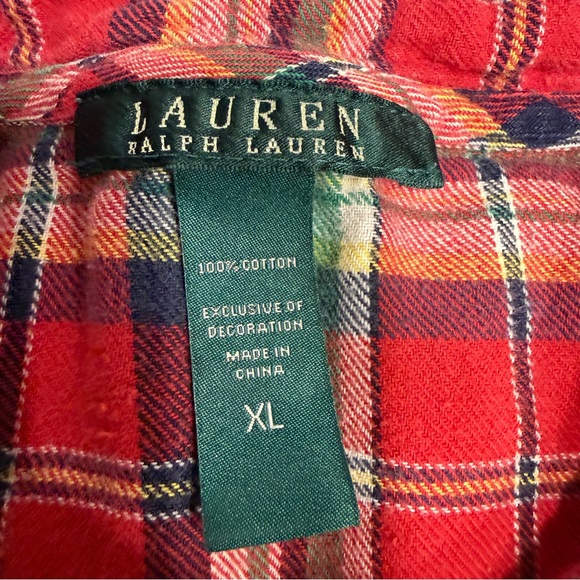 Ralph Lauren Other - Ralph Lauren Red and Green Plaid Night Shirt XL Flawed 100% cotton